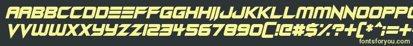 Android Assassin Italic-Schriftart – Gelbe Schriften auf schwarzem Hintergrund