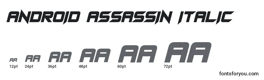 Размеры шрифта Android Assassin Italic (119571)