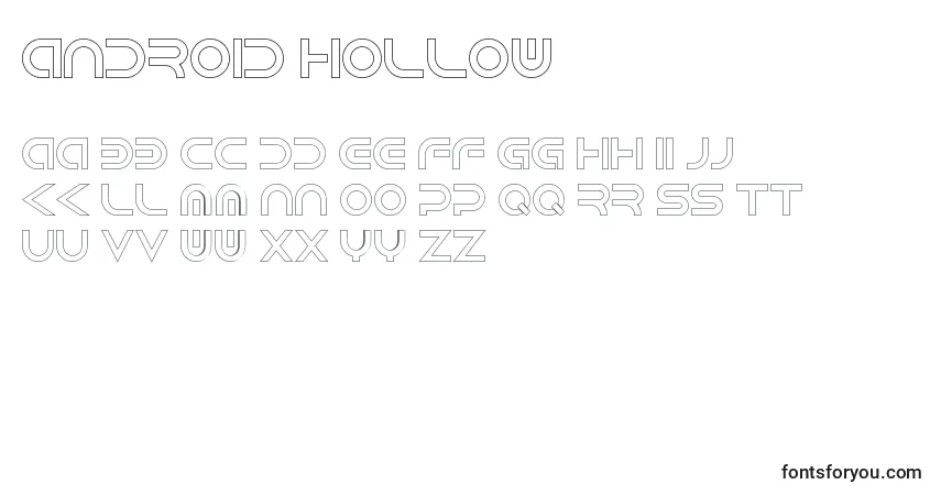 Czcionka Android Hollow – alfabet, cyfry, specjalne znaki