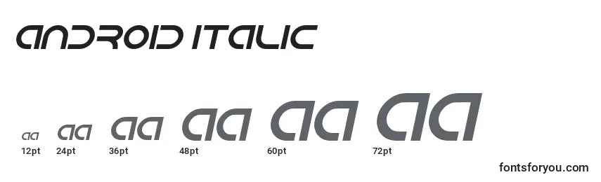 Größen der Schriftart Android Italic