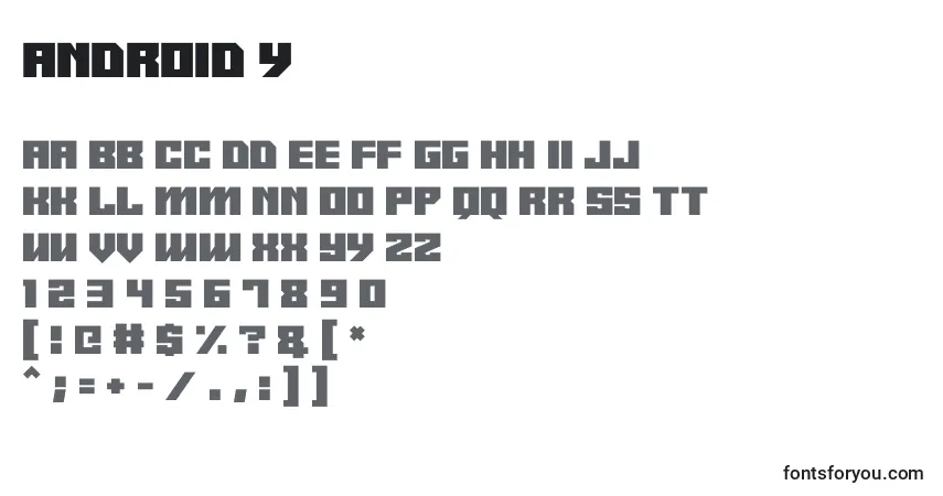 Шрифт Android y – алфавит, цифры, специальные символы
