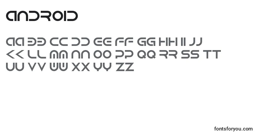 Schriftart Android (119579) – Alphabet, Zahlen, spezielle Symbole