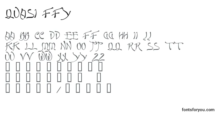 Czcionka Quasi ffy – alfabet, cyfry, specjalne znaki
