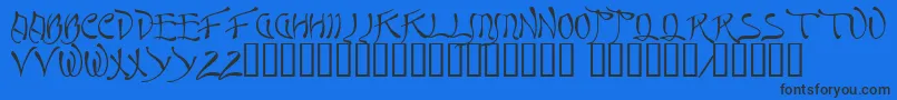 フォントQuasi ffy – 黒い文字の青い背景