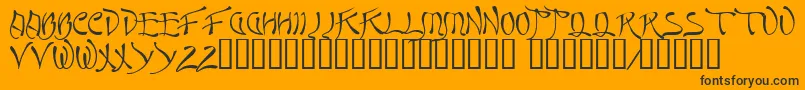 Quasi ffy-Schriftart – Schwarze Schriften auf orangefarbenem Hintergrund