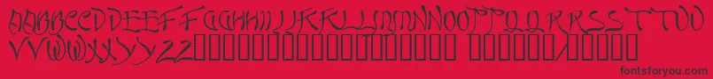 Quasi ffy-Schriftart – Schwarze Schriften auf rotem Hintergrund