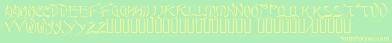Quasi ffy-Schriftart – Gelbe Schriften auf grünem Hintergrund