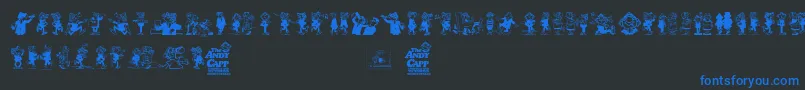 Andy Capp-Schriftart – Blaue Schriften auf schwarzem Hintergrund