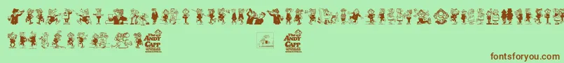 Andy Capp-Schriftart – Braune Schriften auf grünem Hintergrund