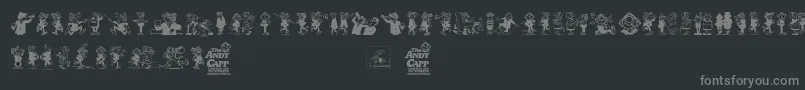 Andy Capp-Schriftart – Graue Schriften auf schwarzem Hintergrund