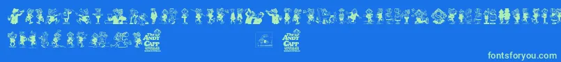 Fonte Andy Capp – fontes verdes em um fundo azul