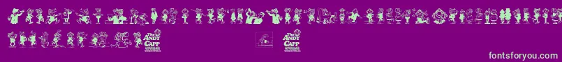 Fonte Andy Capp – fontes verdes em um fundo violeta