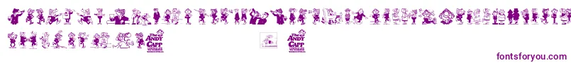 Police Andy Capp – polices violettes sur fond blanc