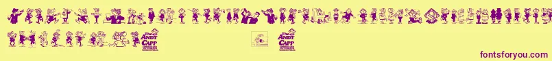 Andy Capp-Schriftart – Violette Schriften auf gelbem Hintergrund