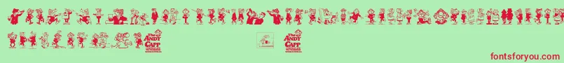 Andy Capp-fontti – punaiset fontit vihreällä taustalla