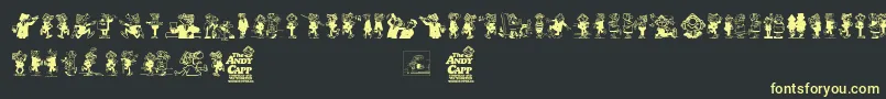 Fonte Andy Capp – fontes amarelas em um fundo preto