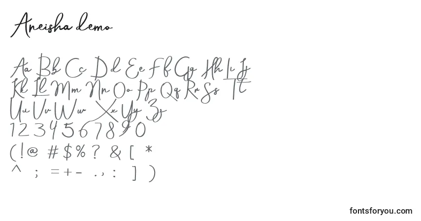 Aneisha demo (119586)フォント–アルファベット、数字、特殊文字