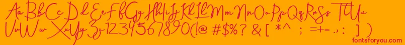 Aneisha demo-Schriftart – Rote Schriften auf orangefarbenem Hintergrund