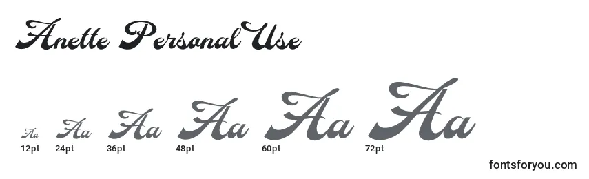 Anette Personal Use Font Sizes