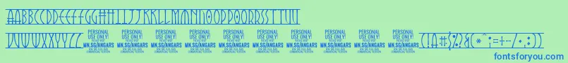 フォントAngarsRunes PERSONAL – 青い文字は緑の背景です。