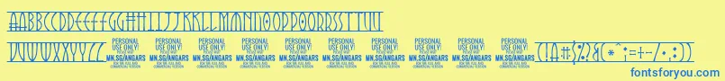 Шрифт AngarsRunes PERSONAL – синие шрифты на жёлтом фоне