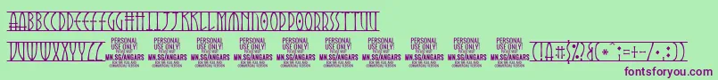 AngarsRunes PERSONAL-Schriftart – Violette Schriften auf grünem Hintergrund