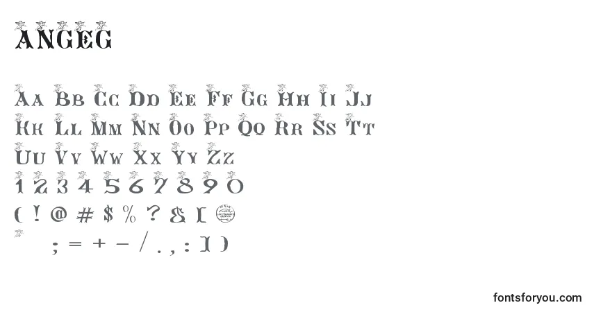 Шрифт ANGEG    (119590) – алфавит, цифры, специальные символы