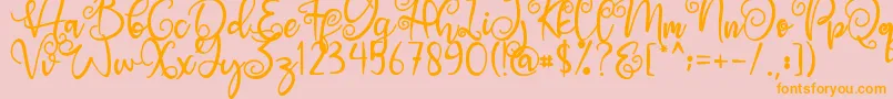 Angel Maleficent-Schriftart – Orangefarbene Schriften auf rosa Hintergrund