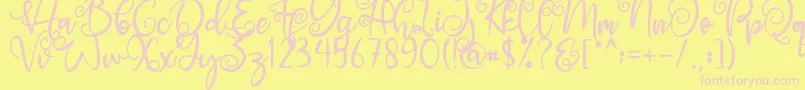 Angel Maleficent-Schriftart – Rosa Schriften auf gelbem Hintergrund