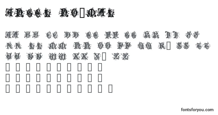 Czcionka Angel Normal – alfabet, cyfry, specjalne znaki