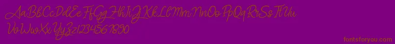 フォントAngel Signature Italic – 紫色の背景に茶色のフォント
