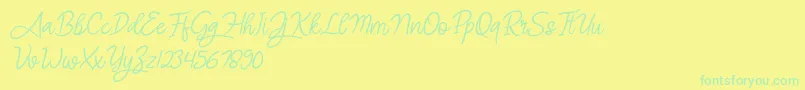 Angel Signature Italic Font – Green Fonts on Yellow Background