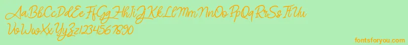 Angel Signature Italic-Schriftart – Orangefarbene Schriften auf grünem Hintergrund