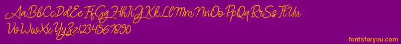 Angel Signature Italic Font – Orange Fonts on Purple Background