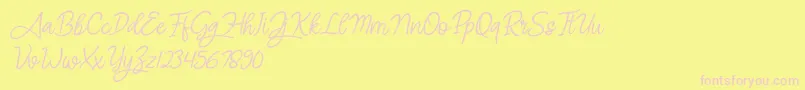 フォントAngel Signature Italic – ピンクのフォント、黄色の背景