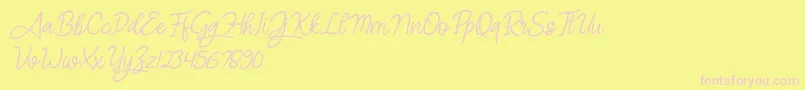 Fonte Angel Signature Italic – fontes rosa em um fundo amarelo