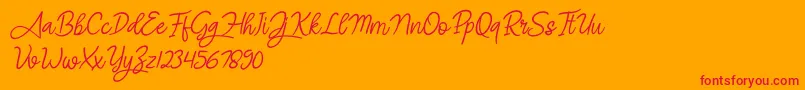 Angel Signature Italic Font – Red Fonts on Orange Background