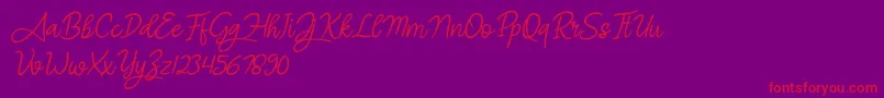 Angel Signature Italic-Schriftart – Rote Schriften auf violettem Hintergrund