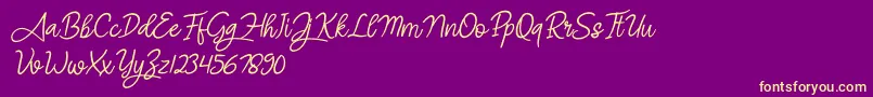 Fonte Angel Signature Italic – fontes amarelas em um fundo roxo