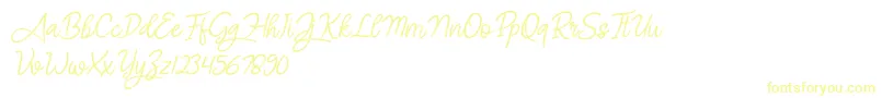 Angel Signature Italic-Schriftart – Gelbe Schriften auf weißem Hintergrund