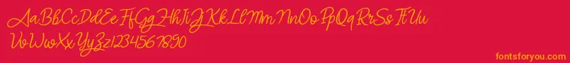 Angel Signature Italic Font – Orange Fonts on Red Background