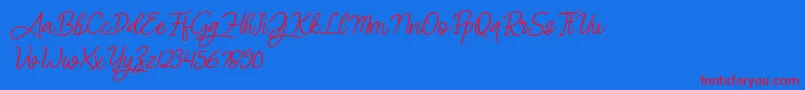 Angel Signature Italic-Schriftart – Rote Schriften auf blauem Hintergrund