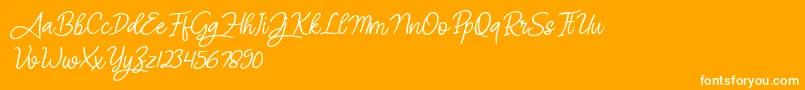 Angel Signature Italic-Schriftart – Weiße Schriften auf orangefarbenem Hintergrund