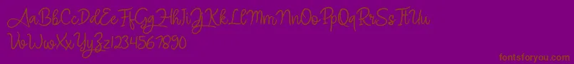 Angel Signature-Schriftart – Braune Schriften auf violettem Hintergrund