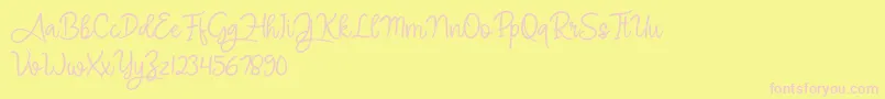 Angel Signature Font – Pink Fonts on Yellow Background