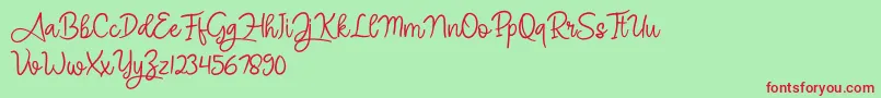 Angel Signature Font – Red Fonts on Green Background
