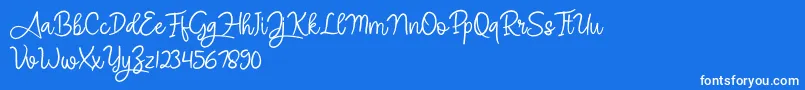 Angel Signature-Schriftart – Weiße Schriften auf blauem Hintergrund