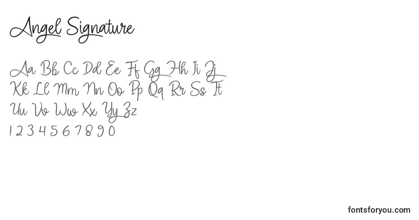 Шрифт Angel Signature (119596) – алфавит, цифры, специальные символы