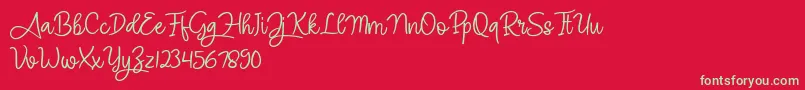 Angel Signature-Schriftart – Grüne Schriften auf rotem Hintergrund