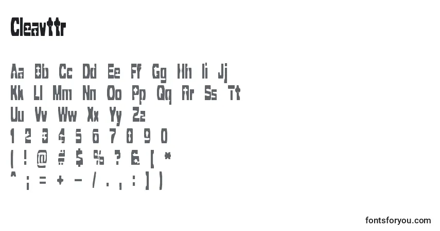 Czcionka Cleavttr – alfabet, cyfry, specjalne znaki